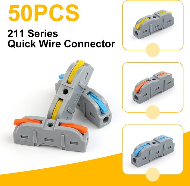 50 Stück DIY YOU Hebel-Drahtverbinder 1 bis 1 Inline-Push-in-Spleiß-isolierte Klemmen für AWG 28–12 - Bild 1