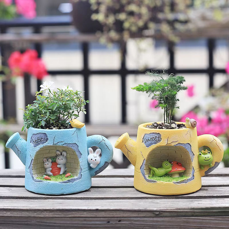Dekorative Tier-Pflanzgefäße aus Kunstharz für Sukkulenten und kleine Pflanzen, mehrfarbig, Homelike Decor Ornament für Tischdekoration und Fairy Garden - Bild 4