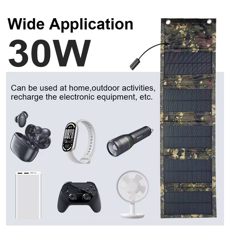 LEAORLD 30W Solarpanel-Ladegerät, faltbares Monokristallin Solar-Handy-Ladegerät mit USB-A Anschluss in Grün - Bild 3