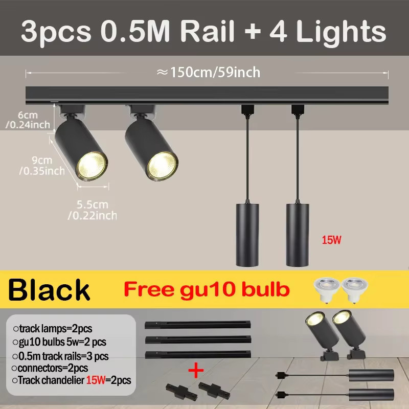 LANGYUE LED Schienenbeleuchtung Set in Schwarz mit GU10 Spots für Wohnzimmer und Shops - Bild 3