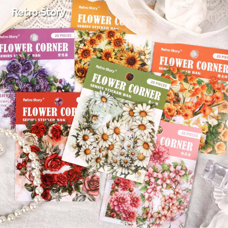 20 Stück Blumen-Eckaufkleber in Multicolour für Karten, Umschläge und Geschenkdekoration aus Papier - Bild 2