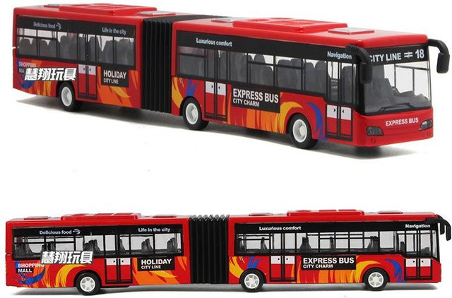 Fourall- Model Cars Stadtbus-Spielzeug, Metro-Gelenkbus, 1:80, rot, mit Licht und Sound - Bild 1