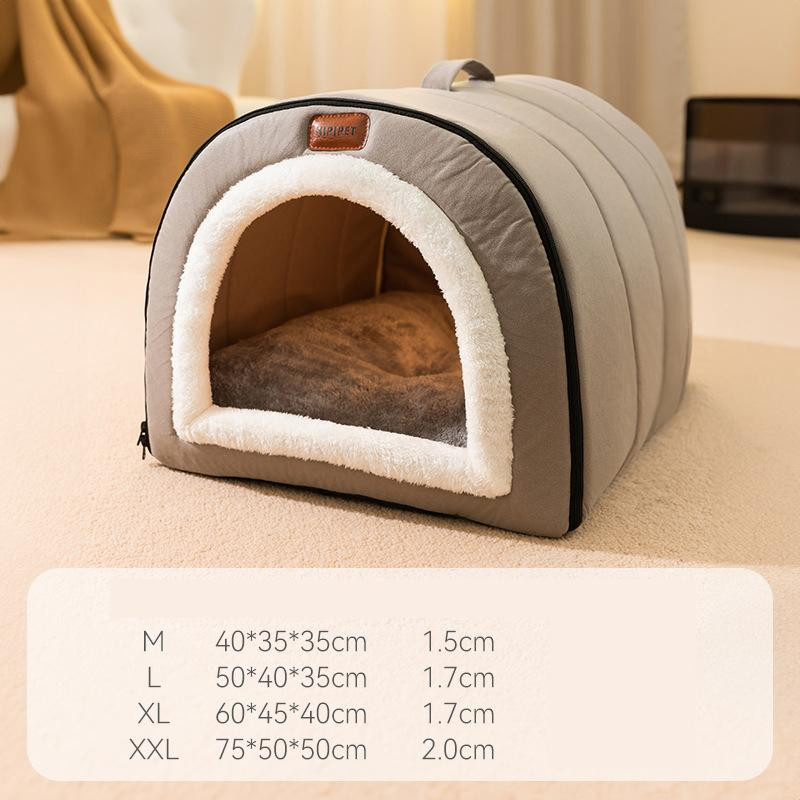 Selbstwärmendes Hundebett aus 100% Baumwolle für kleine und mittelgroße Hunde und Katzen, gemütliches Höhlenbett und Katzenschlafzelt für drinnen - Bild 2