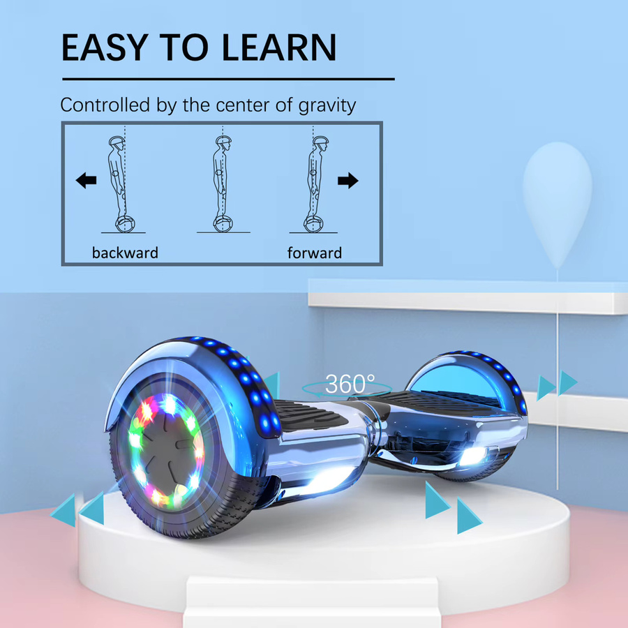 RCB Hoverboard, Elektrischer Selbstbalancierender Roller, 6,5 Zoll, mit Bluetooth und LED-Leuchten - Bild 1