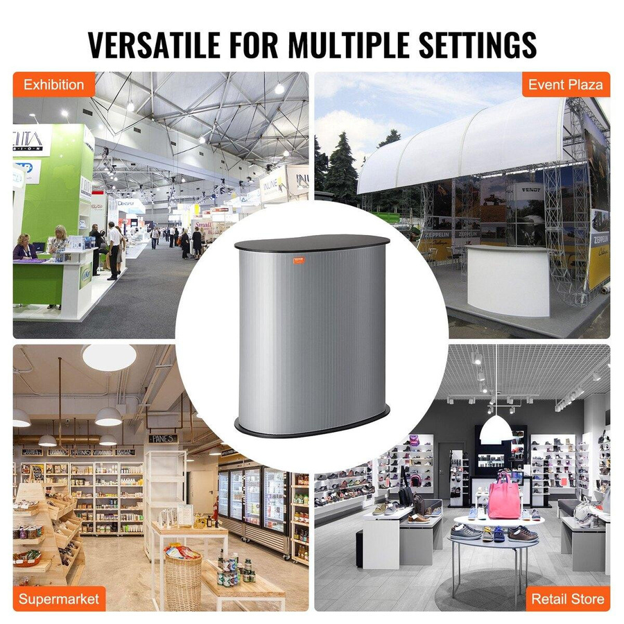 Buying Solutions MB Tragbarer Messestand-Podesttisch mit Wand in Schwarz und Silber, B/T/H: 89,99 x 49,00 x 94,00 cm - Bild 2