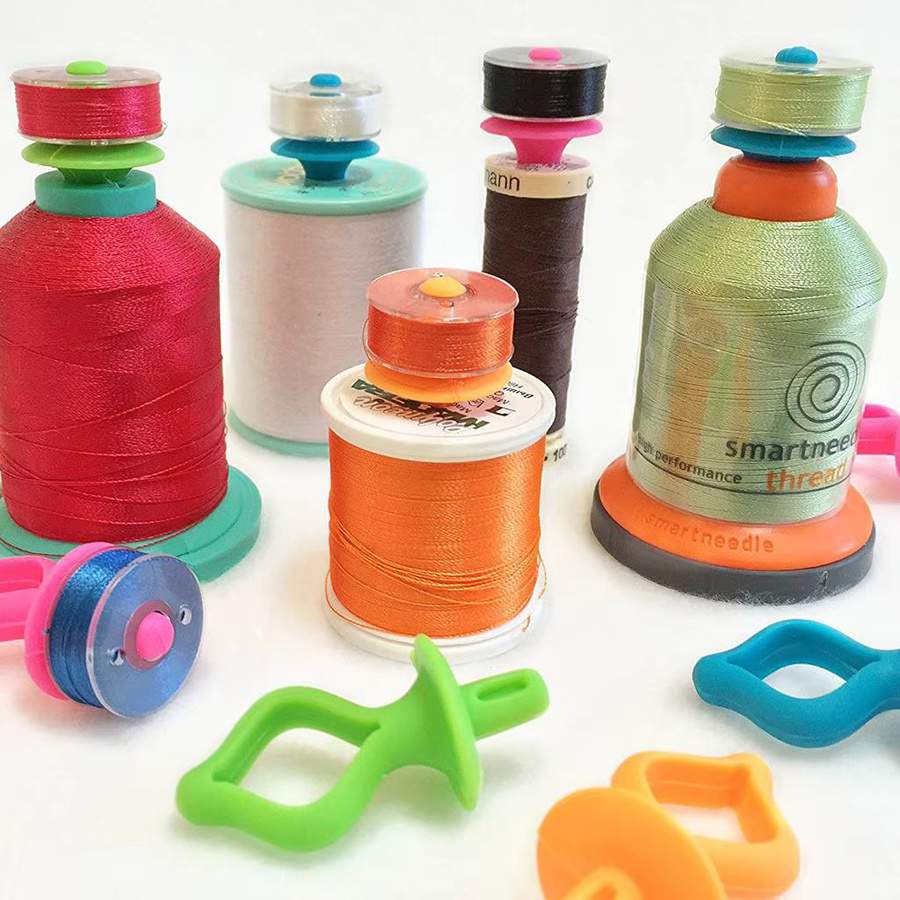 Homyl 12 Stück Spulenhalter aus Silikon und Kunststoff, bunte Garnhalter Clips für die Nähmaschine, Multicolour - Bild 2