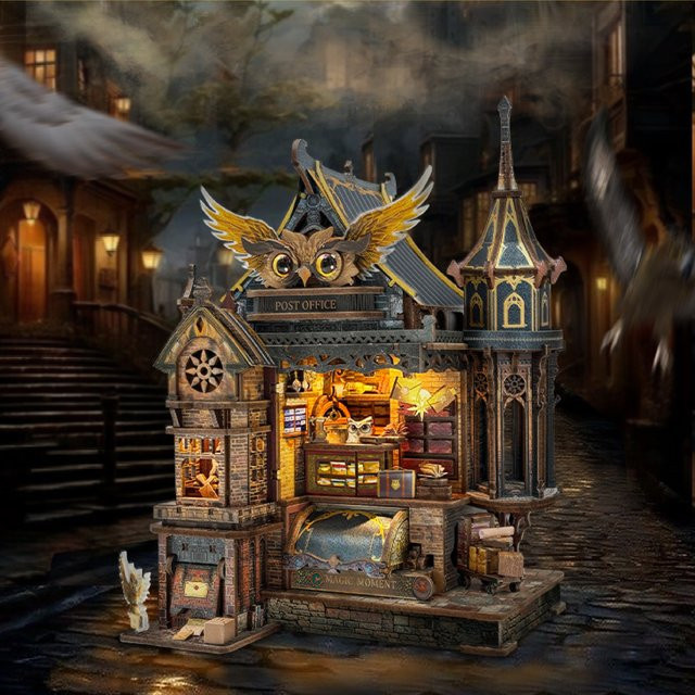 Tinamic Eule Postamt Casa 3D-Puzzle, Holz, mit Möbeln und Beleuchtung, ab 14 Jahren - Bild 1