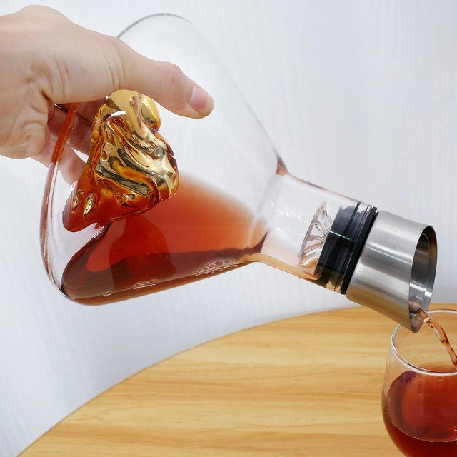 Handgemachter Kristall-Dekanter Eisberg aus bleifreiem Glas für Whisky und Wein, 1,5 l, transparent - Bild 1