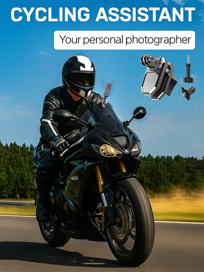 Aluminium Windschutzscheibenhalterung Klemme als Clip für GoPro 13 12, Insta360 X5 X4 X3, DJI Osmo Action 4 5 und 360 Kameras als Motorrad Zubehör - Bild 7