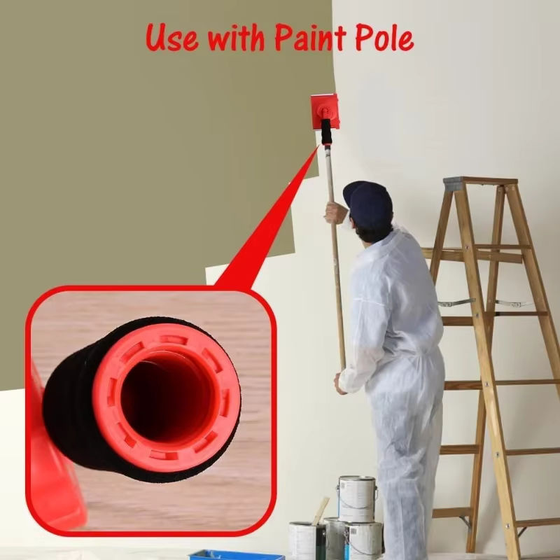 Professioneller Kantenpinsel für Wand und Decke zur präzisen Farbtrennung in Weiß und Rot - Bild 4