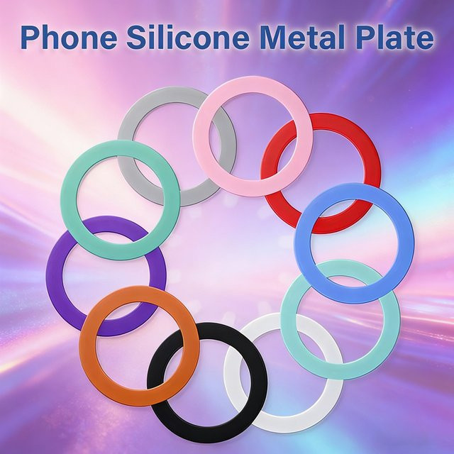 QGhappy MagSafe Metallplatten aus Silikon für kabelloses Laden, universelle ultradünne Magnetaufkleber für dein iPhone, Farbe: Weiß - Bild 1