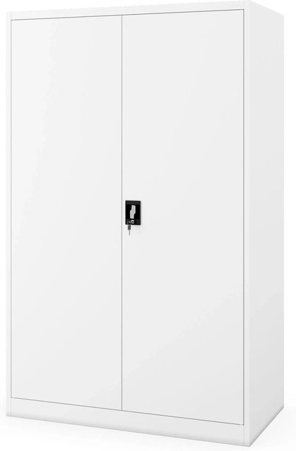 JAN NOWAK Metall-Büroschrank JAN II D600 in Weiß mit verstellbaren Regalböden und Schloss, H x B x T: 185 x 115 x 60 cm - Bild 1