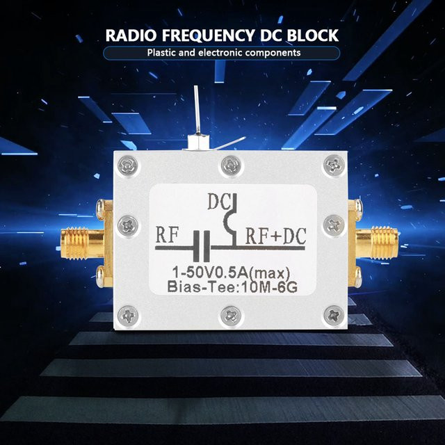 Qiilu Breitband HF-Bias-T-Stück für Mikrowellen 10MHz-6GHz in Silber - Bild 1