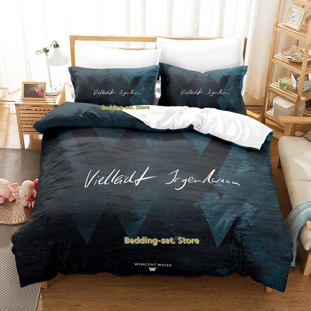 Somelli Bettwäsche Set Wincent Weiss mit Motivdruck, Blau, B/H: 172 x 218 cm - Bild 1