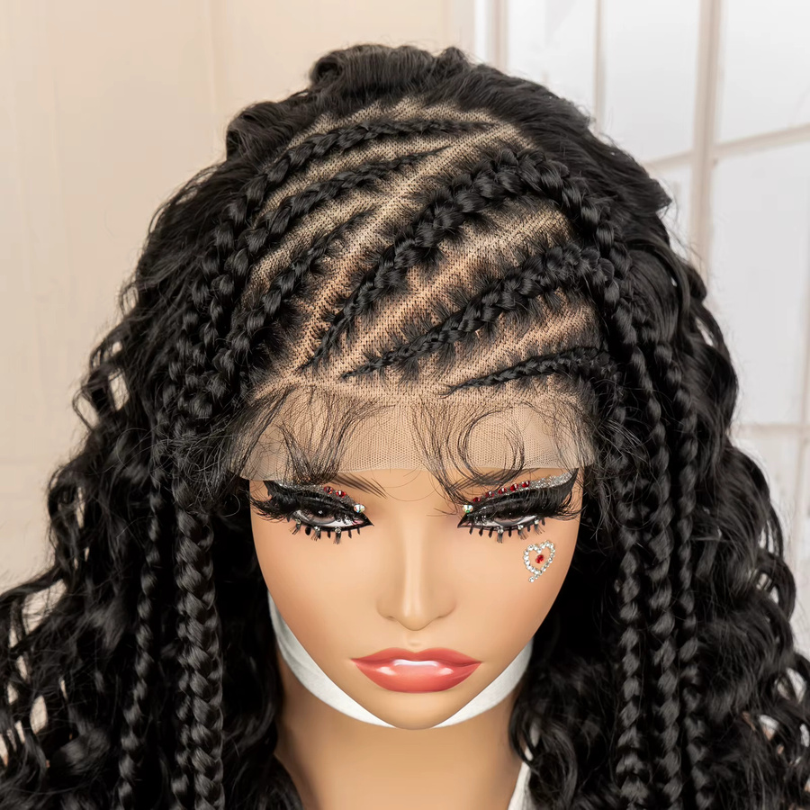 Synthetische Cornrow Flechtperücke, 26 Zoll, lockig, Damen - Bild 3