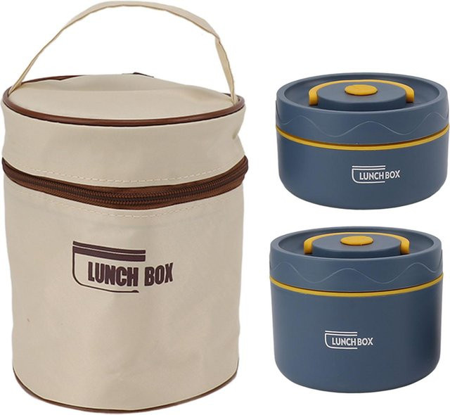 TOMTOP JMS Bento Lunchbox Rund aus Edelstahl mit Deckel und Tasche, Auslaufsicher und Isoliert, Beige - Bild 1