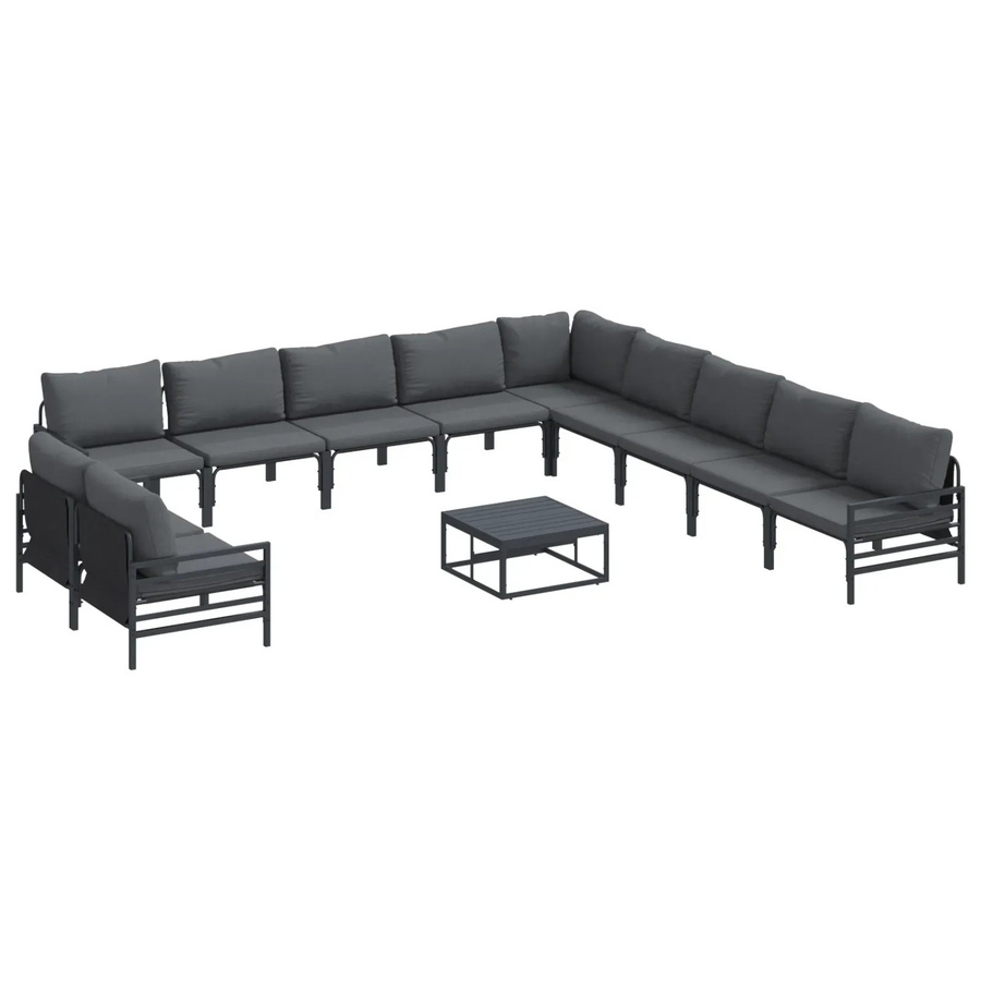 vidaXL Garten-Sofa-Set 12-teilig in Anthrazit aus pulverbeschichtetem Stahl mit UV-beständigen Polstern - Bild 2