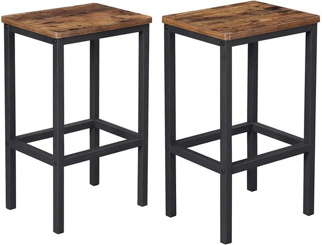 Vasagle Barhocker 2er Set rustikal in Braun-Schwarz, B/T/H: 40 x 30 x 65 cm - Bild 1