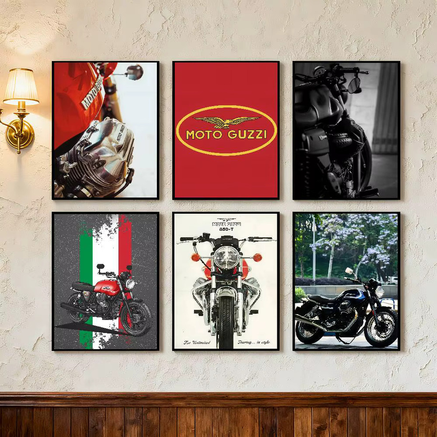 Kayou Moto Guzzi 100 Jahre Jubiläum Retro-Poster im Anime-Stil, Kunstdruck aus Papier, Mehrfarbig - Bild 3
