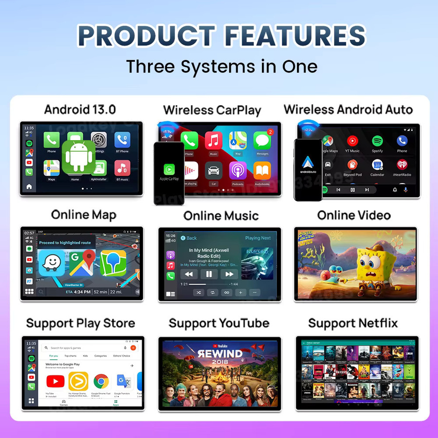 CarlinKit Wireless CarPlay Adapter mit QCM6225 Chip für kabellose Verbindung, unterstützt YouTube und Netflix, Schwarz - Bild 3