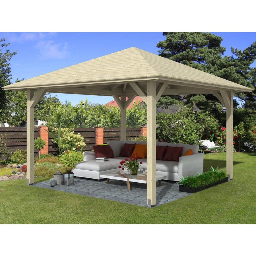 Skan Holz Pavillon Cannes 2 aus Fichtenholz in Natur und Beige B/T/H: 439 x 439 x 329 cm - Bild 2