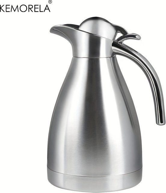 KEMORELA Edelstahl-Wasserkocher in Silber mit 1,0 l Fassungsvermögen, vakuumisolierte Thermoskanne mit Warmhaltefunktion für Kaffee und Tee - Bild 1