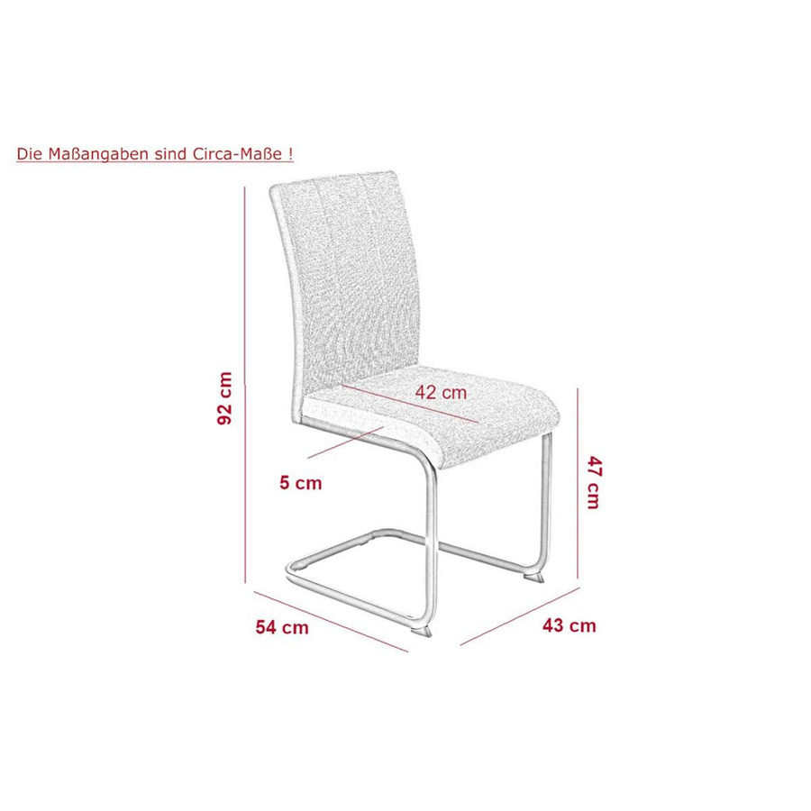 2er Set Stühle Hela in Anthrazit mit Webstoff und Metallgestell B/H/T: 43 x 92 x 52 cm - Bild 2