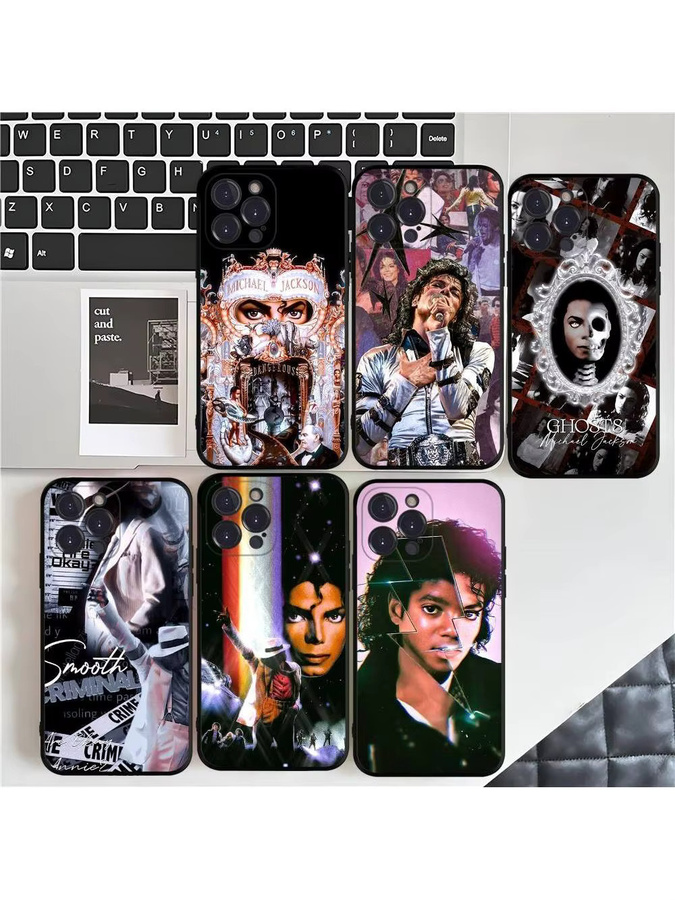 Michael Jackson Silikon Handyhülle für Apple iPhone 17 16 15 14 13 12 11 Pro Max Plus Mini in Schwarz und Multicolour - Bild 3