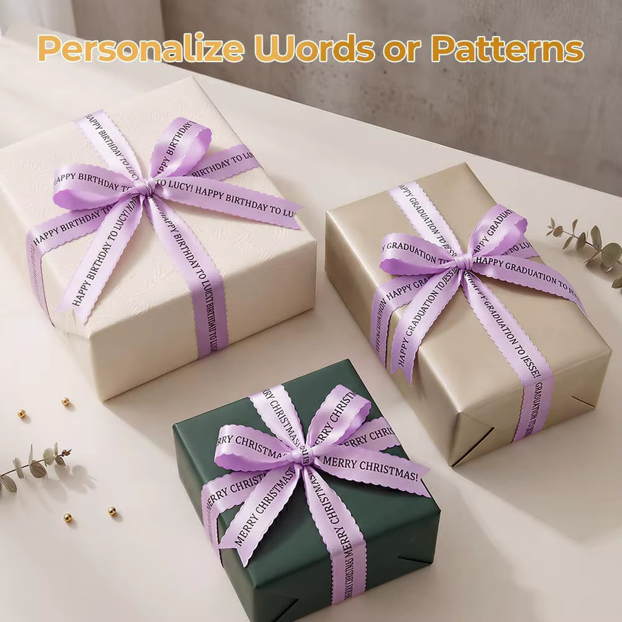Phomemo Satin-Stoffband mit Muster in Gold und Schwarz für A30 P15 Drucker zur Dekoration von Geschenken und Hochzeiten - Bild 2