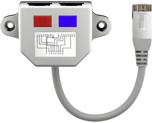 Goobay RJ45 Netzwerk Y-Adapter CAT 5 Ethernet LAN in Metallic-Silber (1x RJ45-Stecker auf 2x RJ45-Buchse) - Bild 1