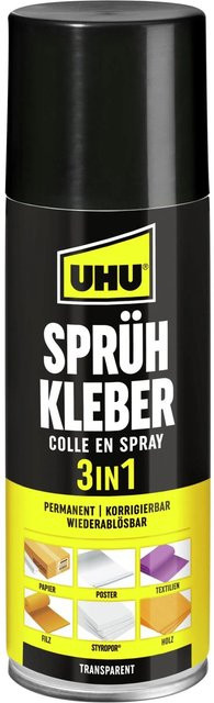 UHU Sprühkleber 3in1 für Karton, Leder, Filz, Textil und Styropor, 200 ml - Bild 1