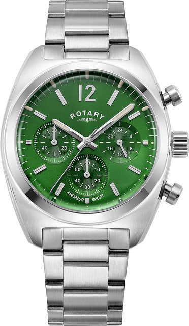 Rotary Chronograph, Quarz, Edelstahl, Grün, 40 mm, Herren - Bild 1