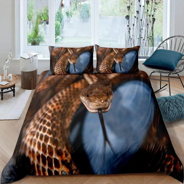 Bettwäsche Set Your Warm Home mit 3D Schlangen und tropischem Blattmuster, King Size, Multicolor, B/H: 140 x 210 cm - Bild 1