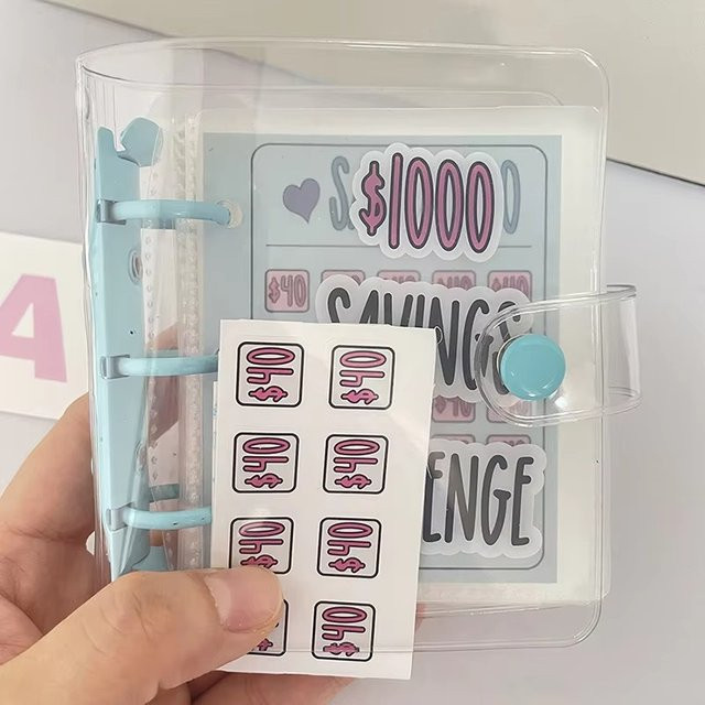 Budgetplaner Spar-Challenge Ordner mit Loseblatt-Notizbuch und Umschlägen in Blau aus Kunststoff - Bild 1