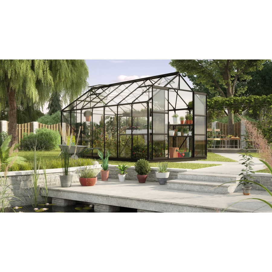 Vitavia Gewächshaus Uranus 11500 in Schwarz mit Fundament, Sicherheitsglas und Aluminiumrahmen, 11,5 m² - Bild 2