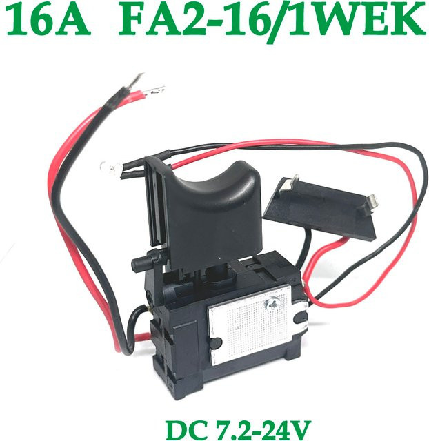 LAJQTAO Ersatzschalter für Akku-Bohrschrauber, 16A FA2-16/1WEK, Staubdicht mit Geschwindigkeitsregelung und Push Button Trigger, Farbe: Schwarz - Bild 1
