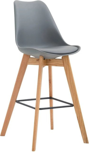 2er Set Barhocker DELUKE in Grau mit Lehne, moderne Tresenhocker aus Kunststoff und Holz, B/T/H: 48 x 56 x 112 cm - Bild 1