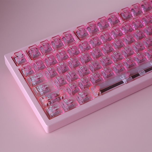 Venit Keys Tastenkappen Rosa Transparent, 114 Tasten, Cherry-Profil aus PC, für hintergrundbeleuchtete Cherry MX mechanische Tastaturen (64, 68, 87, 96, 104 Tasten) - Bild 1