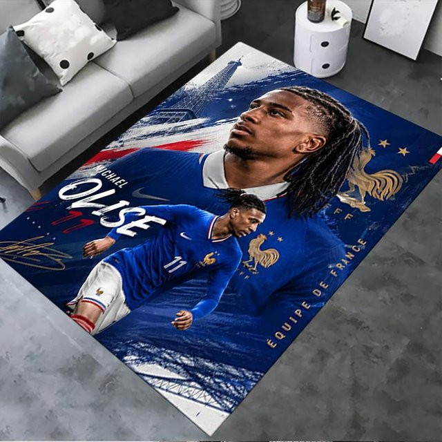 Wanghengyao Michael Olise Teppich in Grau und Blau, abstraktes Design, rutschfest und waschbar, B/T: 40 x 60 cm - Bild 1