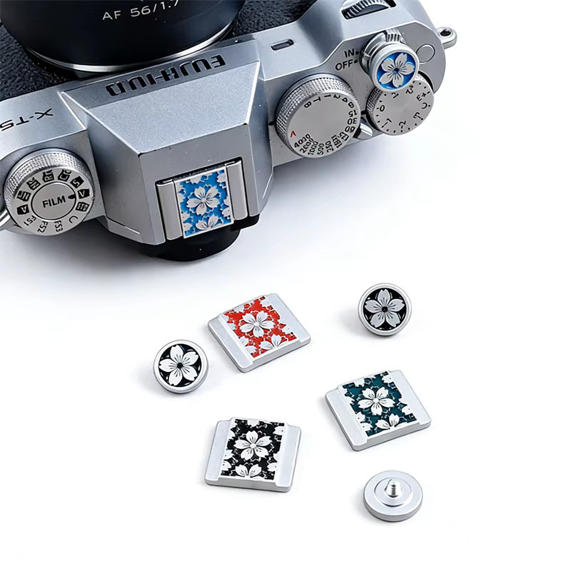Sakura Kamera Blitzschuhabdeckung und Auslöser-Set in Schwarz für Fujifilm X-T50 X-T30 II X-T5 aus Metall - Bild 5