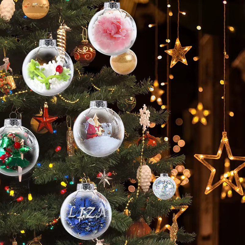 6 Stück ZQNYCY Weihnachtskugeln transparent, befüllbare Weihnachtsbaum Ornamente aus Kunststoff für Weihnachten und Neujahr - Bild 5