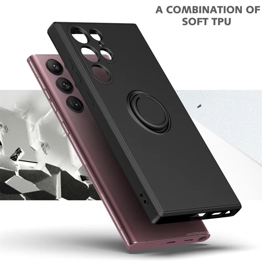 Silikonhülle mit 360-Grad-Fingerring für Samsung Galaxy S22 S23 S24 S25 Ultra in Rot oder Schwarz - Bild 3