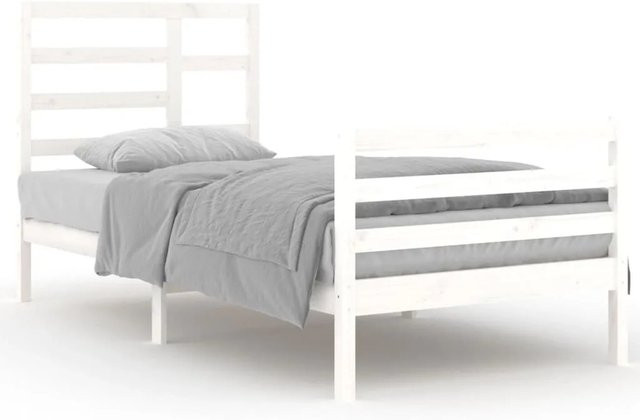vidaXL Massivholzbett aus Kiefernholz in Weiß, B/T/H: 90 x 200 x 104 cm - Bild 1