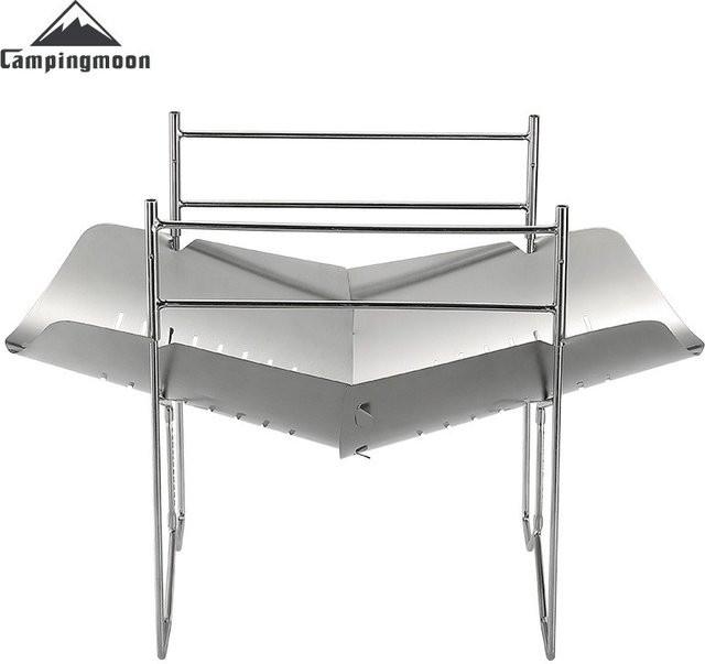 CAMPINGMOON SOLO-A4 Tragbarer Holzofen aus Edelstahl in Silber für Camping und Outdoor mit Grillfunktion, B/T/H: 26,5 x 27,5 x 26,5 cm - Bild 1