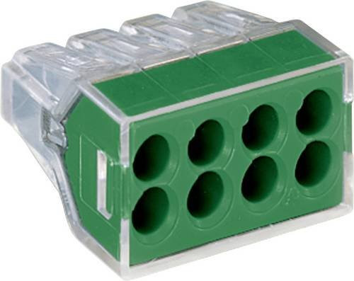 WAGO 773-118 Verbindungsklemme für flexible und starre Leiter, transparent und grün, 500 Stück - Bild 1