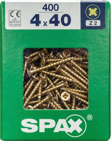Spax Universalschraube Senkkopf Pozidriv, silberfarben, Durchmesser: 4 mm, Länge: 40 mm - Bild 1