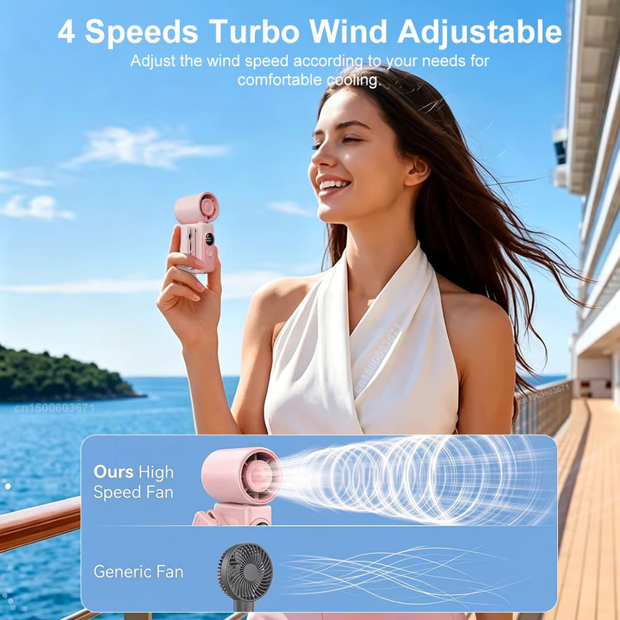 Tragbarer Mini-Clip-Ventilator von raugee in Pink mit Schirmhalterfunktion und USB-Wiederaufladung - Bild 2