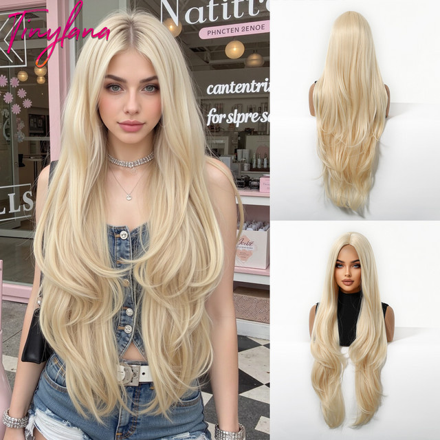 TINY LANA Perücke, blond, gewellt, synthetisch, Damen - Bild 1