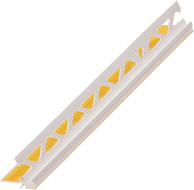Protektor Anputzleiste aus PVC in Weiß, Schutzlippe für Innen- und Außenputz, Höhe: 4 cm, Länge: 260 cm, Stärke: 0,9 cm - Bild 1