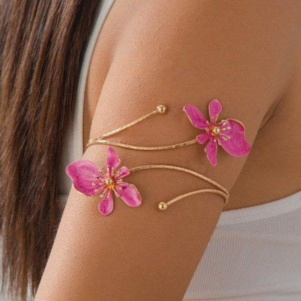 TuiYing001 Manschetten-Armreif, Emaille, Floral, beige, Zinklegierung, Damen - Bild 1